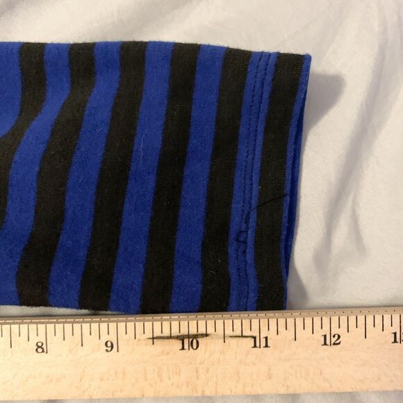 Ruby Rd Favorites Cobalt Blue & Black Striped Blouse Medium Preppy GrandmaCore - Picture 13 of 13